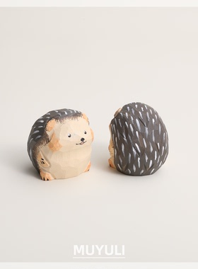 手工木雕小刺猬丨可爱办公桌工位摆件稳定情绪桌面装饰摆件礼物女