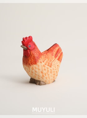 手工木雕公鸡丨生肖办公桌工位摆件稳定情绪桌面装饰摆件礼物创意