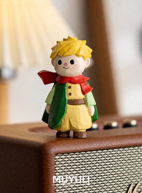 手工木雕丨小王子小狐狸玫瑰花摆件桌面送女生38节情人节生日礼物