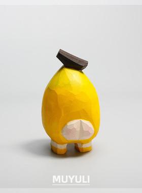 手工木雕拒绝蕉绿摆件