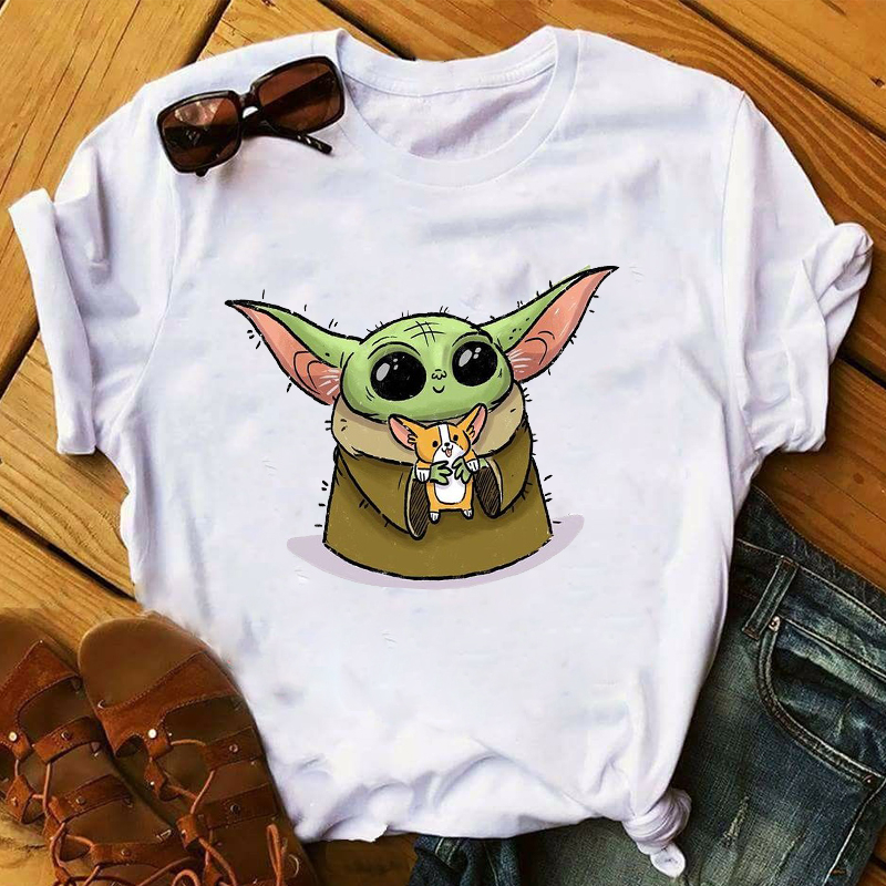 Cute Yoda Baby T-shirt网红爆款尤达宝宝可爱卡通印花男女T恤潮-图1