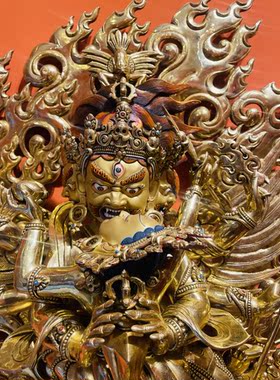 尼泊尔高端释迦族作品 纯手工打造全鎏金 双身普巴金刚像 高65㎝