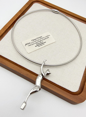 小猫吊坠项圈银色时尚