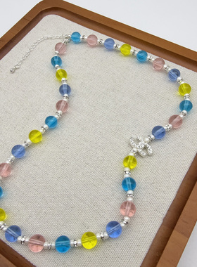 多巴胺彩色琉璃串珠项链
