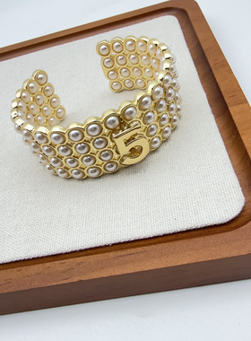 法式复古数字5珍珠手链女