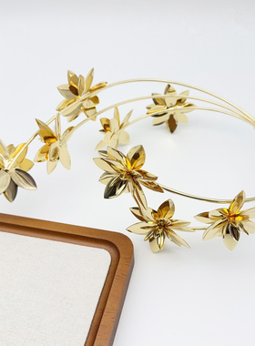 金色花朵项链旅拍汉服妆造古风项圈结婚巴洛克新娘走秀表演配饰