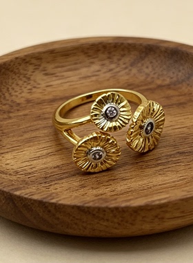 小雏菊戒指女复古花环