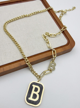 轻奢小众设计感字母B项链女