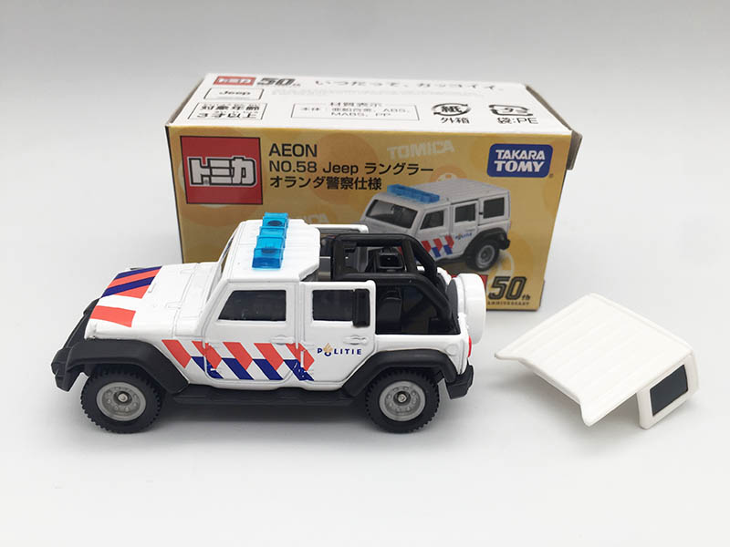 日本TOMY TOMICA多美卡AEON 永旺限定58 JEEP 牧马人荷兰警车模型 - 图1