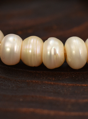 淡水珍珠搭配12mm蓝沁一线药师女士单圈手串