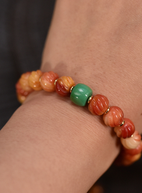 藏式民族风驼骨单圈手串搭配经书扣吊坠男女同款手串