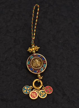 藏式民族风复古汽车钥匙扣挂件五路CC搭配尼泊尔铜饰品包挂件