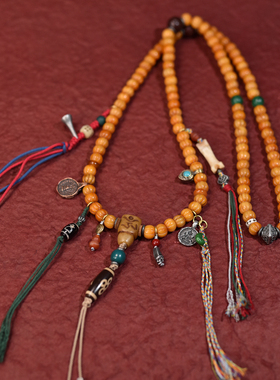 藏式藏风南瓜珠雕刻牛骨108佛珠念珠民族风包邮到家
