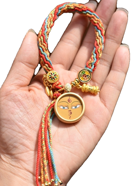西藏拉萨直发矿粉手绘文殊手绳男士女士手绳手编绳