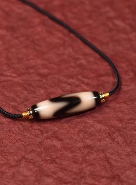 精品虎牙灰皮天珠约39*11.5mm简约风