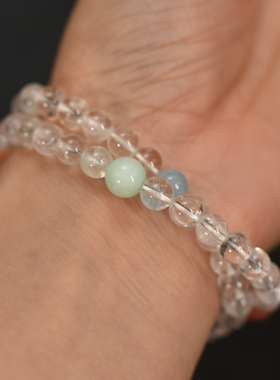 多宝女士双圈6mm喜马拉雅水晶手链小清新风包邮到家