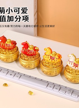 创意福运聚宝盆发财马摆件装饰品