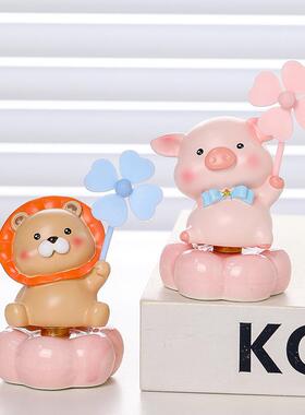 可爱风车乐园转转小猪桌面摆件