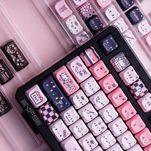 SOULCAT灵猫原创黑粉喵喵键帽PBT+PC透明透光键帽机械键盘键帽 - 图3