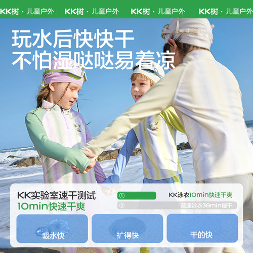 KK树儿童泳衣男童女孩宝宝长袖分体三件套游泳衣裤泡温泉海边防晒 - 图3