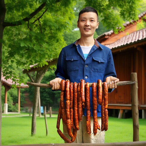 纯肉全瘦麻辣香肠四川特产烟熏腊肠农家自制手工肠风干肠正宗川味 - 图0