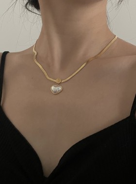 钛钢甜美爱心项链简约ins颈链韩版时尚百搭轻奢锁骨链女小众设计