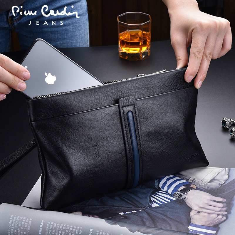 皮尔卡丹信封包男士牛皮手拿包男包 皮尔卡丹欣源华青男士包袋