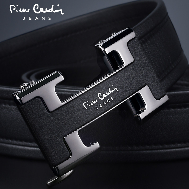 皮尔卡丹男士皮带真皮年轻人商务裤腰带自动扣高档纯牛皮腰带A