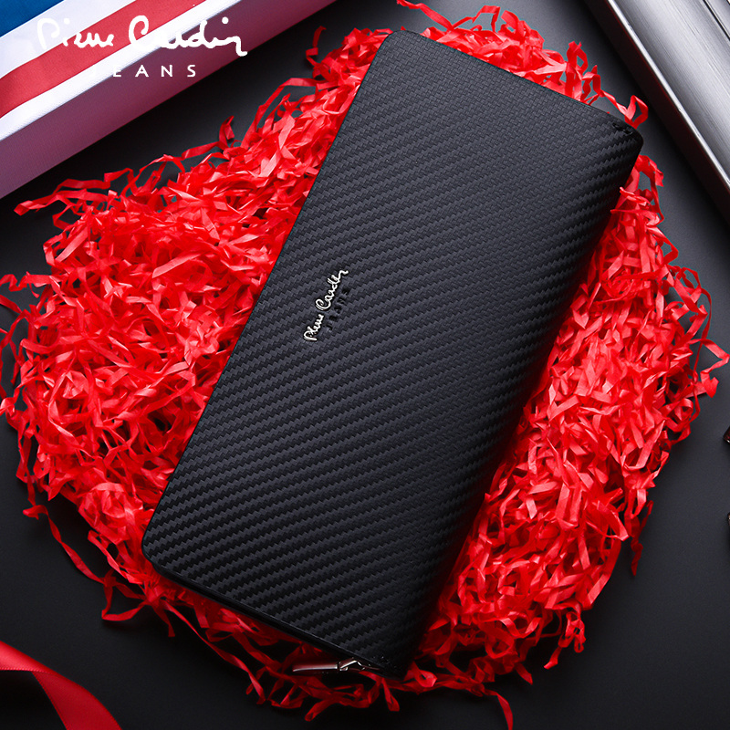 皮尔卡丹钱包男款真皮2024新款商务拉链长款手拿包卡包真牛皮夹子