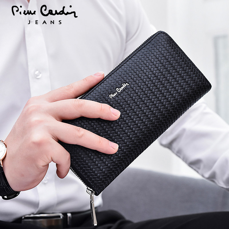 皮尔卡丹拉链商务新款潮手拿包男 皮尔卡丹欣源华青钱包