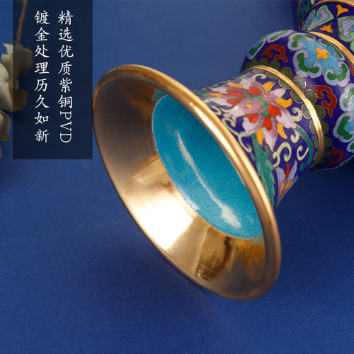 北京景泰蓝花瓶12寸花菇瓶铜胎掐丝珐琅 立体摆件特色礼品纪念品 - 图0