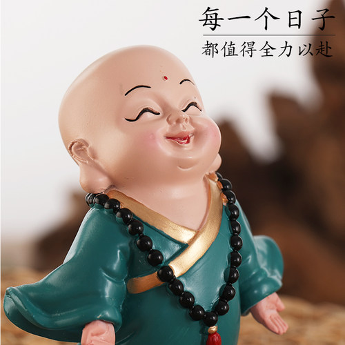 祥云小和尚摆件民间工艺品泥塑泥人中国风出国旅游纪念品伴手礼品 - 图0