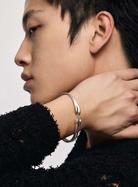 BLACKHEAD/黑头S925银拼接骨骼手镯原创设计个性手链女