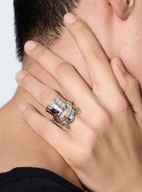 BLACKHEAD/黑头新月骑士系列骑士盔甲双层戒指新年原创设计