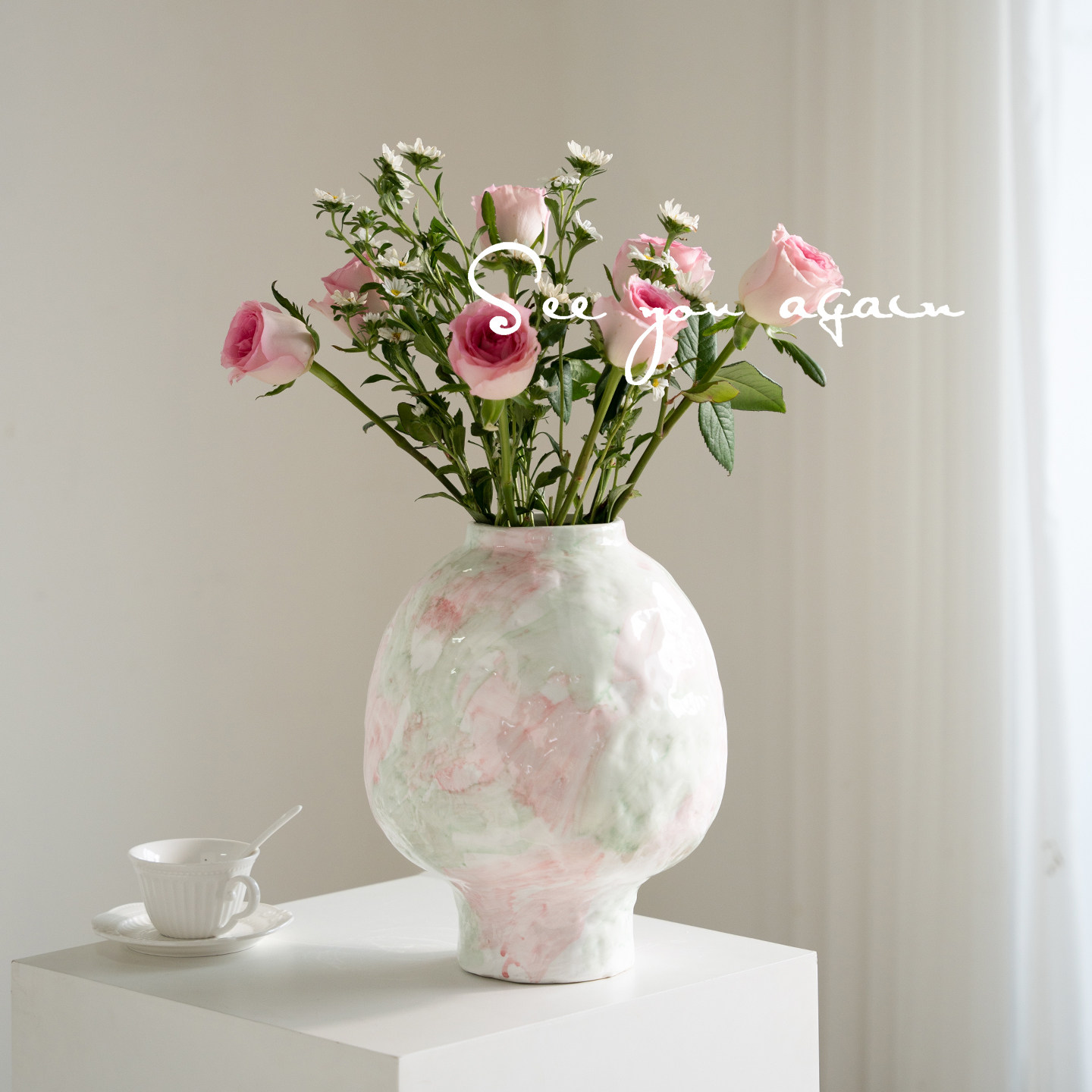 设计师款艺术花瓶彩色手绘陶瓷花器客厅插花高级感ins风桌面装饰,淘宝优惠券,粉丝福利购,淘宝优惠卷