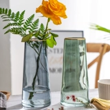 Чистая красная северная световая роскошная роскошная золотая стеклянная ваза Прозрачная аквакультура, сушеный цветок цветочный цветок гостиная домохозяйственные украшения