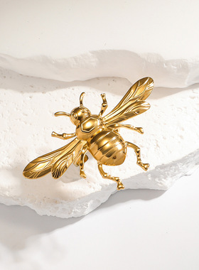 麦芽不锈钢钛钢蜜蜂戒指开口设计指环轻奢小众手饰品ring