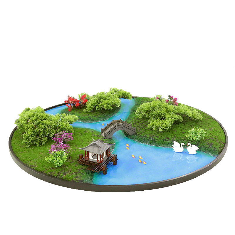 酒店餐桌转盘中间摆件微缩景观造景装饰创意山水桌花圆桌摆花摆设 - 图3