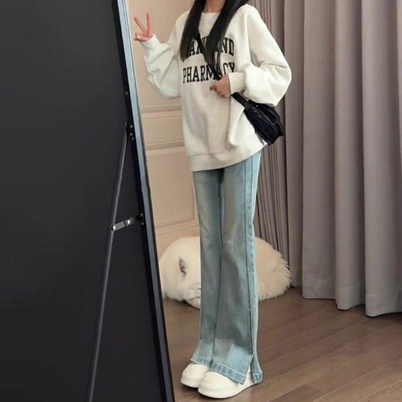 裤子女秋季2026新款爆款微喇牛仔裤小个子开叉喇叭裤高腰显瘦秋冬,淘宝优惠券,粉丝福利购,淘宝优惠卷