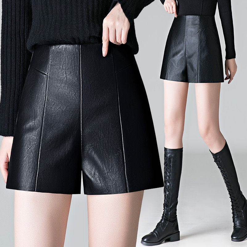 PU皮短裤女秋冬季2026新款高腰显瘦阔腿裤小个子外穿a字打底靴裤,淘宝优惠券,粉丝福利购,淘宝优惠卷