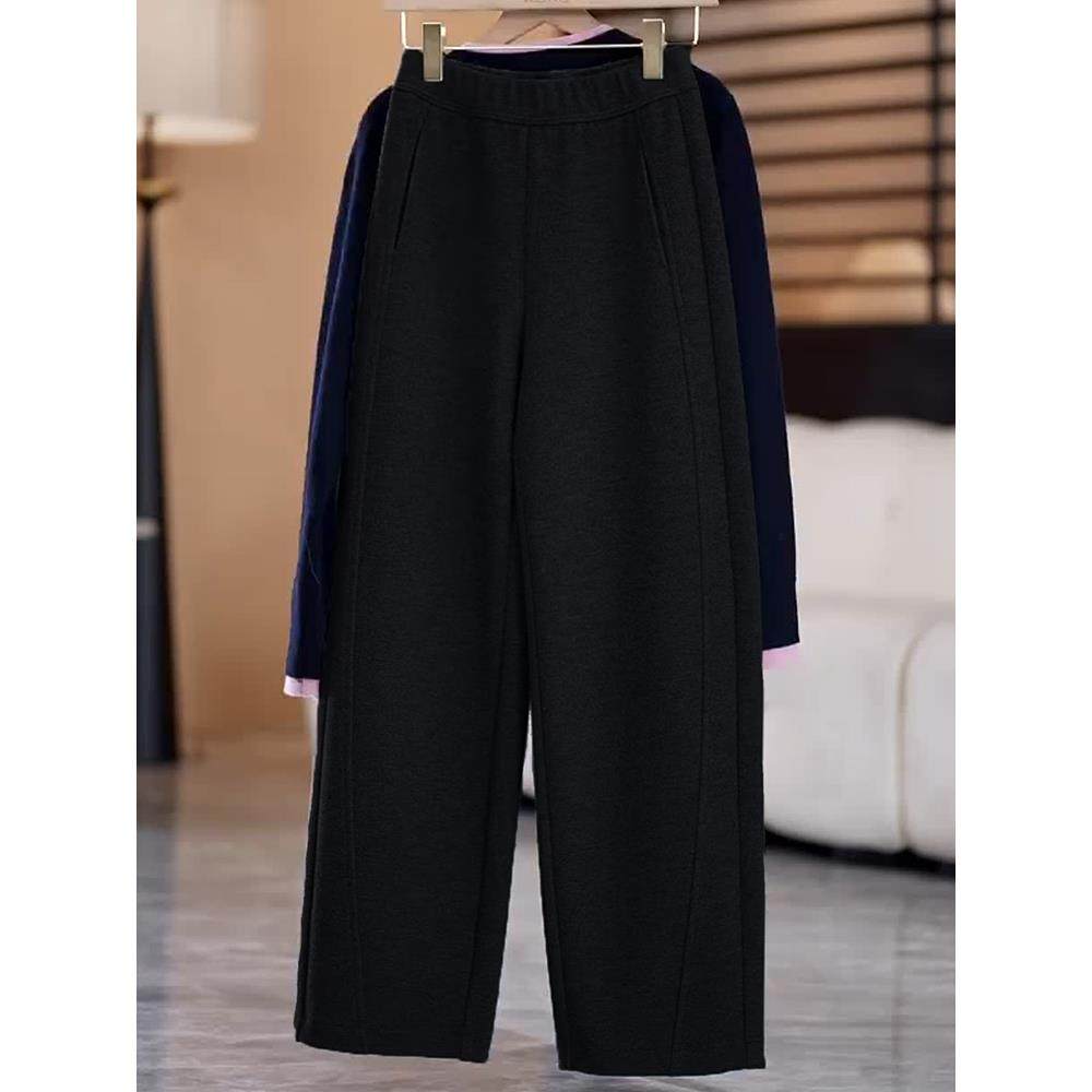 高级灰羊毛呢弯刀裤女2025秋冬季新款加绒加厚香蕉裤休闲阔腿裤子,淘宝优惠券,粉丝福利购,淘宝优惠卷