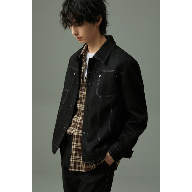 Suede jacket casual thickened workwear short style