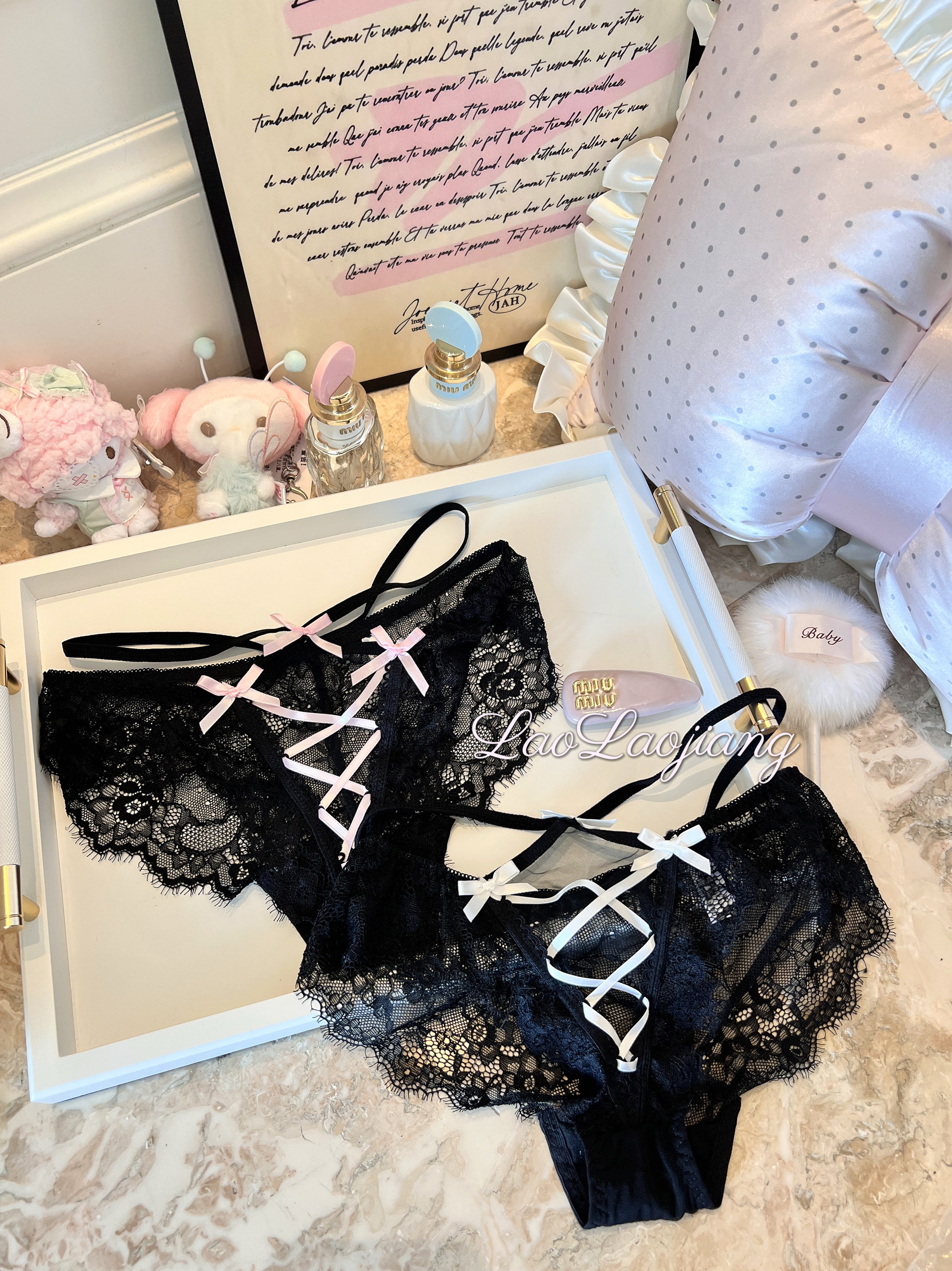 捞捞酱「暧昧引力」性感蕾丝蝴蝶结交叉内裤透气纯欲镂空诱惑2025,淘宝优惠券,粉丝福利购,淘宝优惠卷