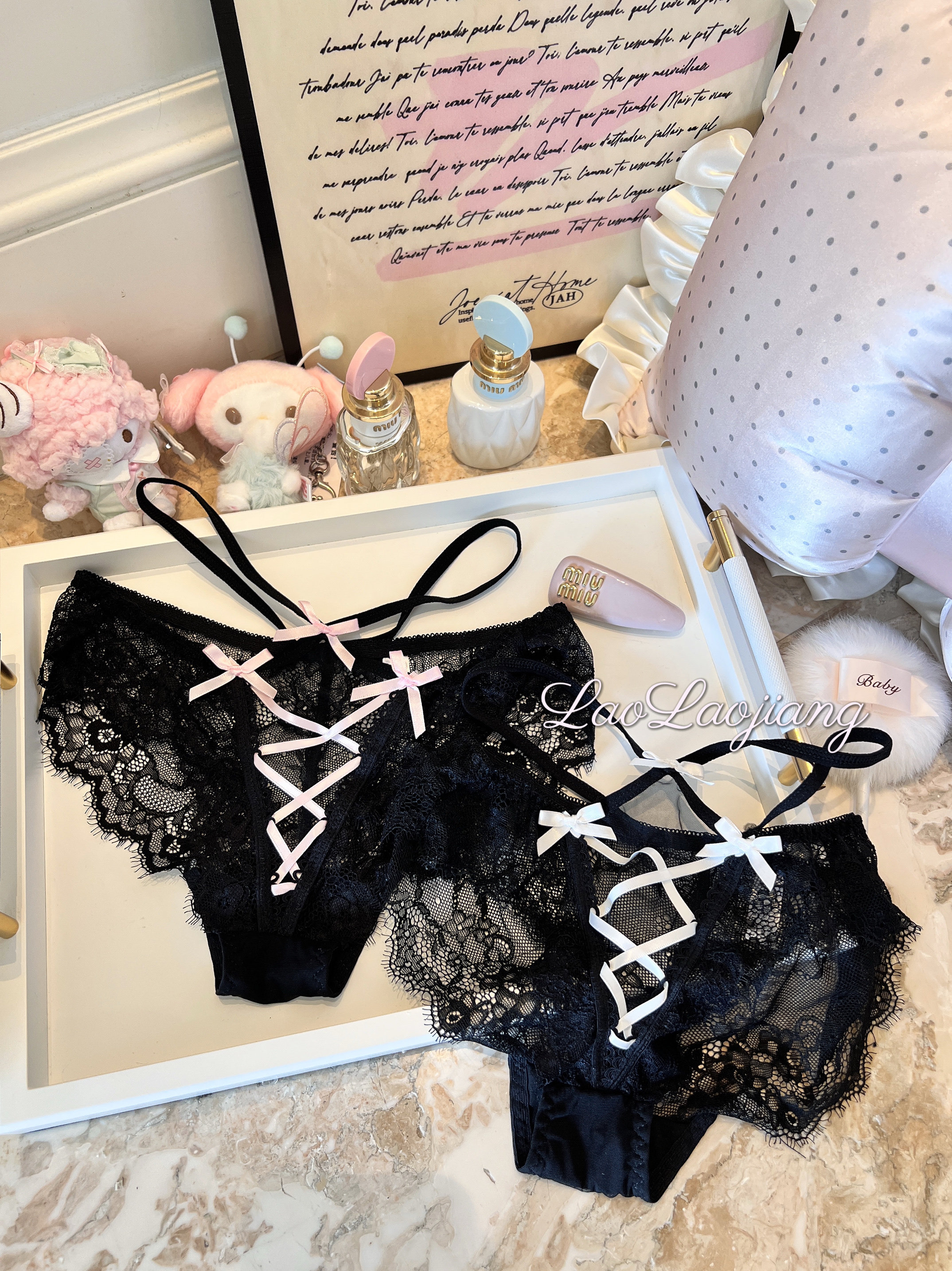 捞捞酱「暧昧引力」性感蕾丝蝴蝶结交叉内裤透气纯欲镂空诱惑2025,淘宝优惠券,粉丝福利购,淘宝优惠卷