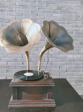 中堂风留声机茶叶罐民俗老物件