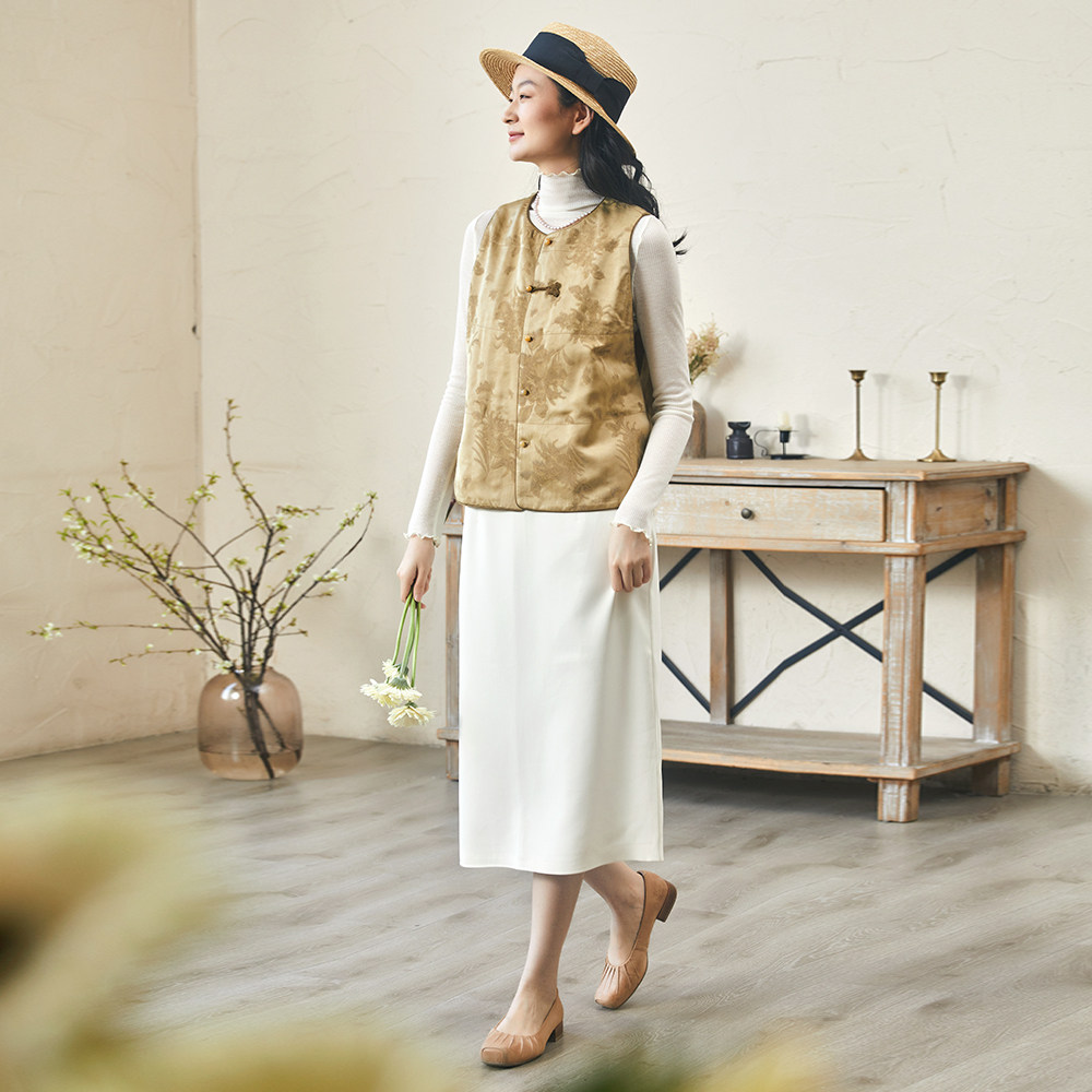 布小匠原创设计高级提花夹棉圆领马夹女款2025新款新中式国风马甲,淘宝优惠券,粉丝福利购,淘宝优惠卷