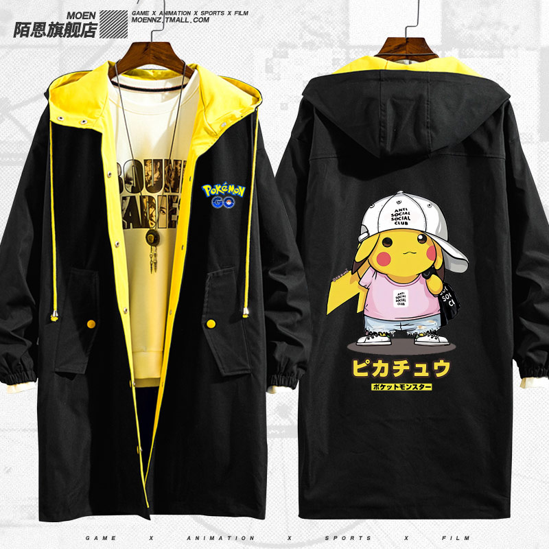 精灵宝可梦小精灵皮卡丘侦探联名动漫夹克男女衣服情侣外套风衣 精灵宝可梦小精灵皮卡丘侦探联名动漫夹克男女衣服情侣外套风衣
