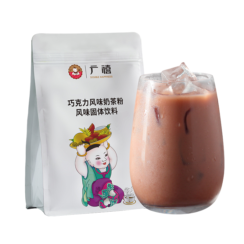 广禧巧克力风味奶茶粉1kg速溶珍珠奶茶粉冲饮袋装奶茶店专用原料-图3