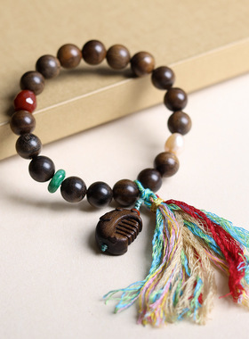 一梳百顺沉香木手链女国风礼物