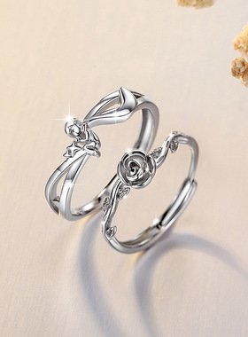 小王子玫瑰对戒S925银情侣专属